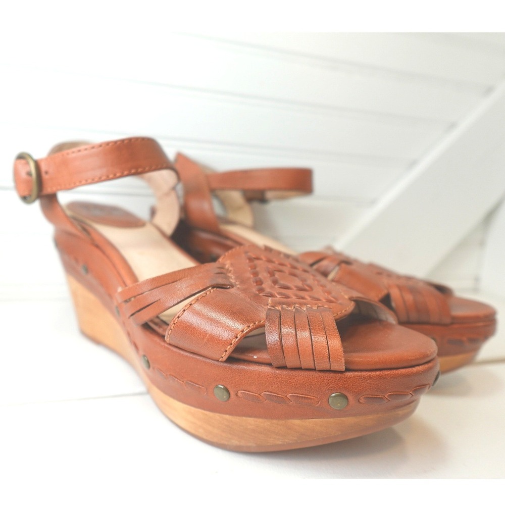 Women's Frye Carlie Huarache Ankle Sandals Size 5.5 Wedge Platform Boho Shoes - Picture 1 of 8
